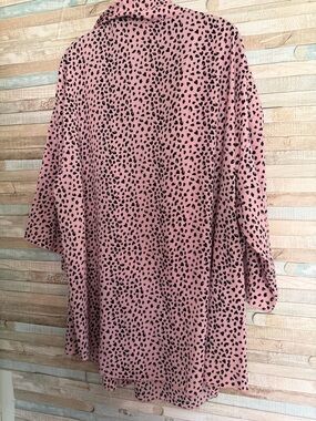 Pink Black Spot Print Kimono Cardigan